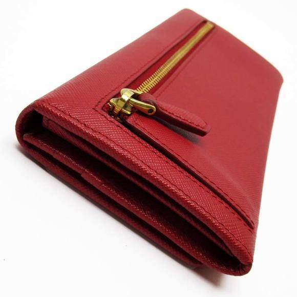 Prada long Wallet Saffiano Fold red leather - Picture 1 of 3